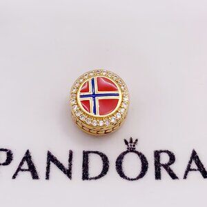 Pandora NORWAY Flag pendant Gold-Plated